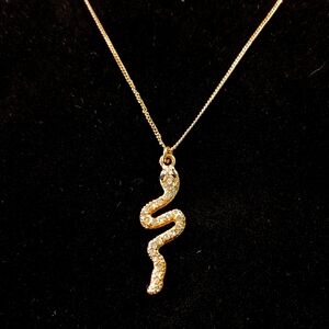 Bling Snake Pendant with chain goldtone